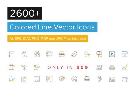 2600 Colored Line Icons Line Icon Vector Icons Web Design Icon