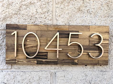 Horizontal Address Plaque Modern Floating Number Wood Address Etsy