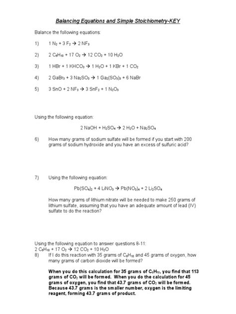 Stoichiometry Practice 1 Worksheet Answers Martin Lindelof