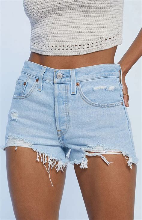 Levi S 501 Light Blue Frayed Denim Shorts Pacsun Frayed Denim Cute Preppy Outfits Cutie