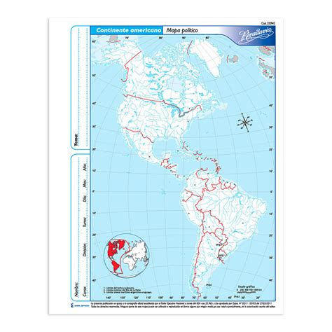 Mapa Continente Americano Pol Tico Rivadavia N Block De Mapas