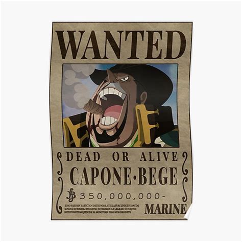 "Capone Bege Bounty One Piece Fire Tank Pirates Wanted Poster" Poster ...