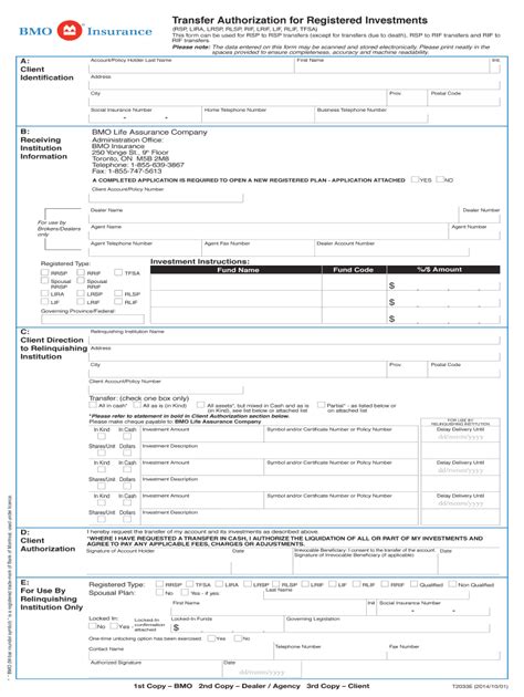 Fillable Online This Form Can Be Used For RSP To RSP Transfers Except