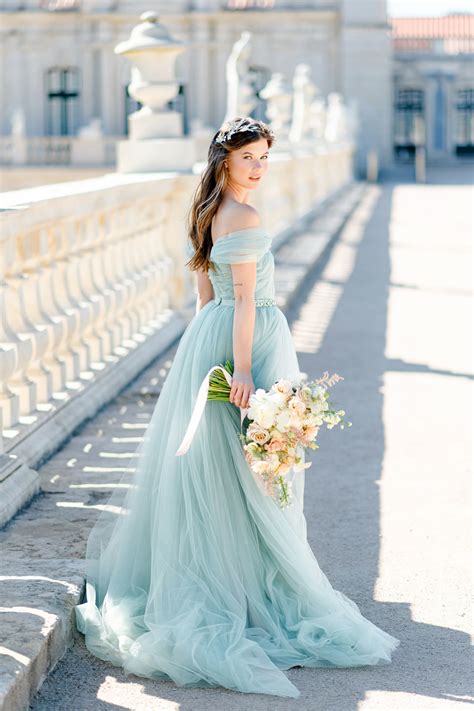 Off the shoulder tulle wedding dress – Sumarokova Atelier