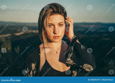 Blonde Cute Girl In Nature Landscape Stock Image Image Of Magnificent Lady 186545797