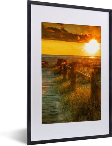 Fotolijst Incl Poster Zon Strand Duin Horizon Gras Pad