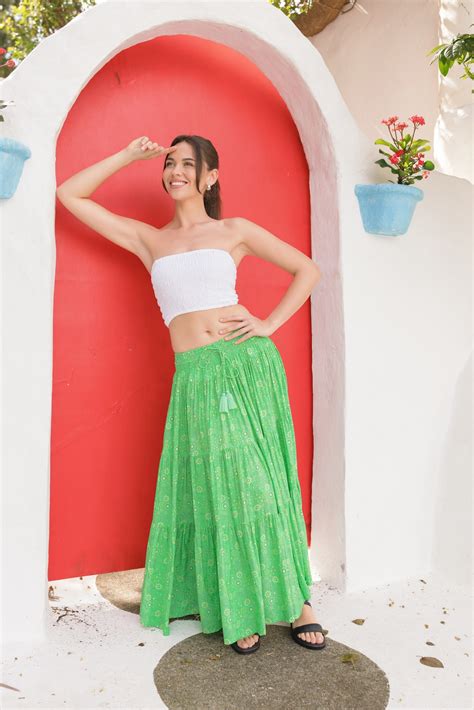 SKIRT HS378P122 OAKLEY MAXI EVERGREEN Naked Gypsy