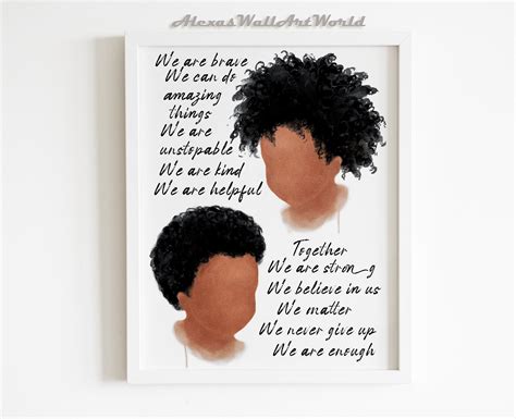 Positive Affirmations Wall Art African American Brothers | Etsy