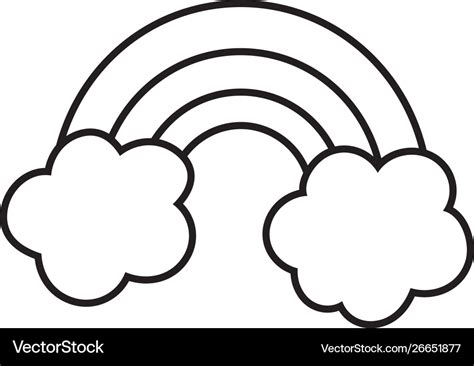 Rainbow with cloud draw design Royalty Free Vector Image