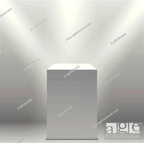 Museum Pedestal White Empty D Podium And Spotlights Vector