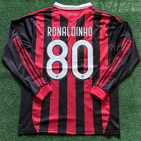 Ronaldinho AC Milan Retro Long Sleeve Jersey Etsy De