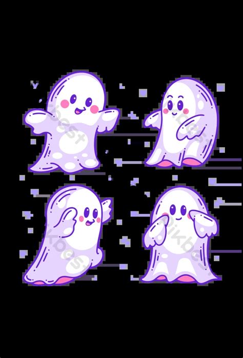 Drawing Halloween Cute Ghost Doodle Collection Full Color Png Images