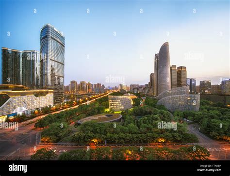 Night view of Tianfu Avenue, Chengdu City Stock Photo - Alamy