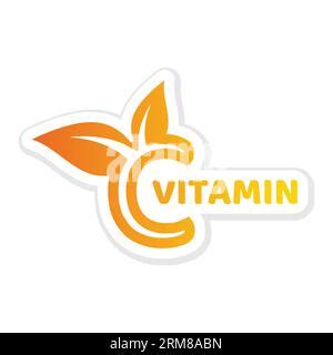 Vitamin C Colorful Sticker Vector Micronutrients Label Stock Vector