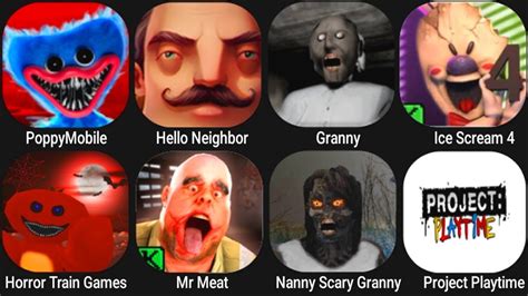 Poppy Playtime Hello Neighbor Granny Ice Scream Horror Train Mr Meat