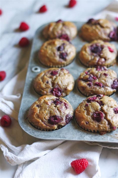 Raspberry Almond Butter And Banana Oatmeal Muffins Ambitious Kitchen