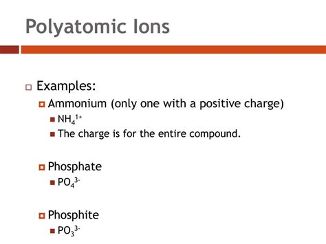 Polyatomic Ions Examples