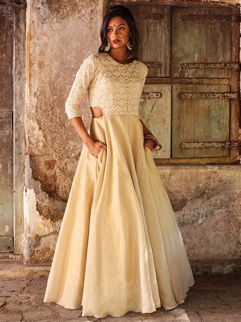 Cream Designer Silk Amazing Anarkali Suit G3 Wss00014