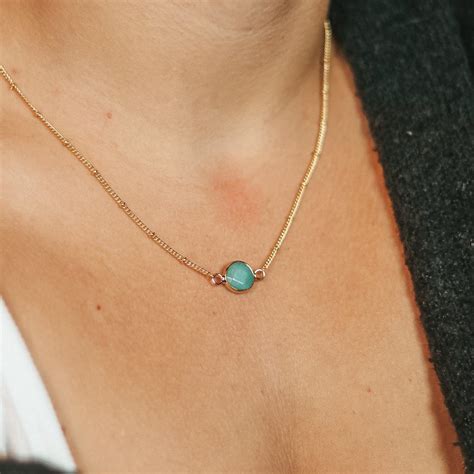 Teal Natural Stone Necklace Gold Plated Boho Jewellery Etsy