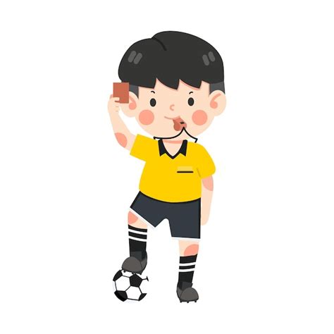 Premium Vector | Cute kid wearing football referee