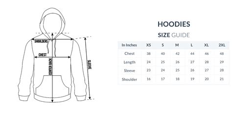 Hoodies Size Chart Snapper Choice