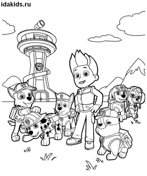 Раскраска Щенячий Патруль команда у базы | Disegni da colorare, Disegno ...