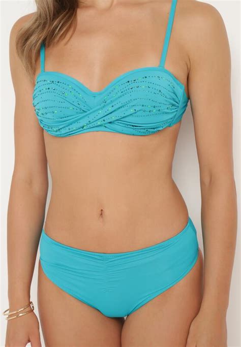 Niebieskie Bikini Stanik Z Cekinami Majtki Typu Figi Vikinies Born2be