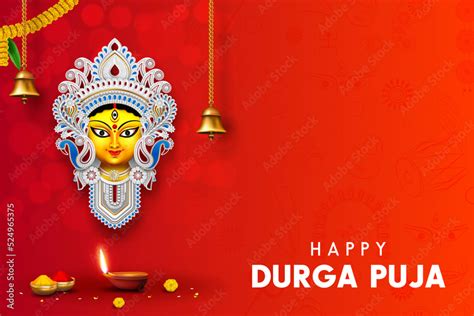 Happy Durga Puja Creative Banner Background Design With Goddess Durga