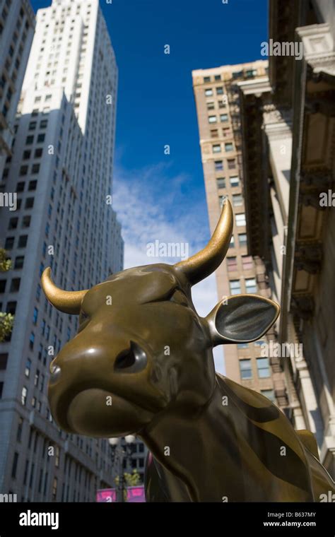 Low Angle View Of The Bronze Sculpture Of A Cow Hanig Cow Chicago