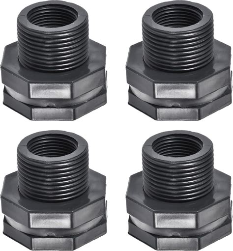 M Meterxity 4 Pack Pvc Bulkhead Fitting Double Threaded Bulkhead Water Tank Connector With