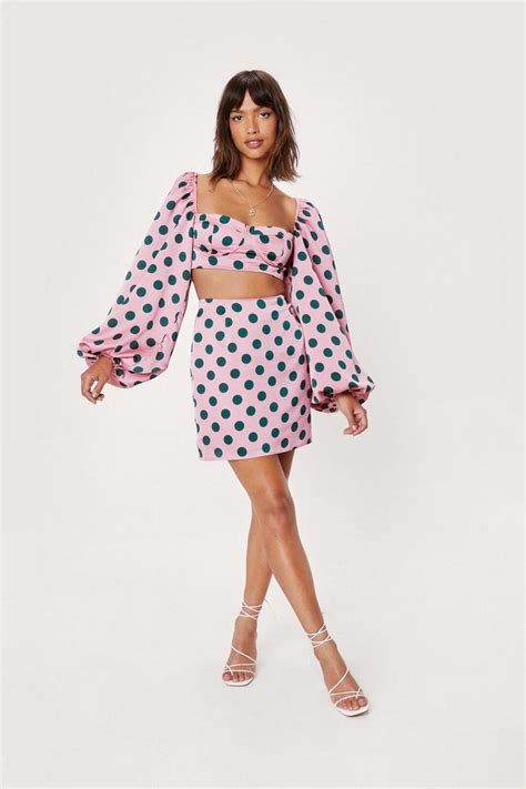 Womens Polka Dot Satin Mini Skirt Boohoo Uk