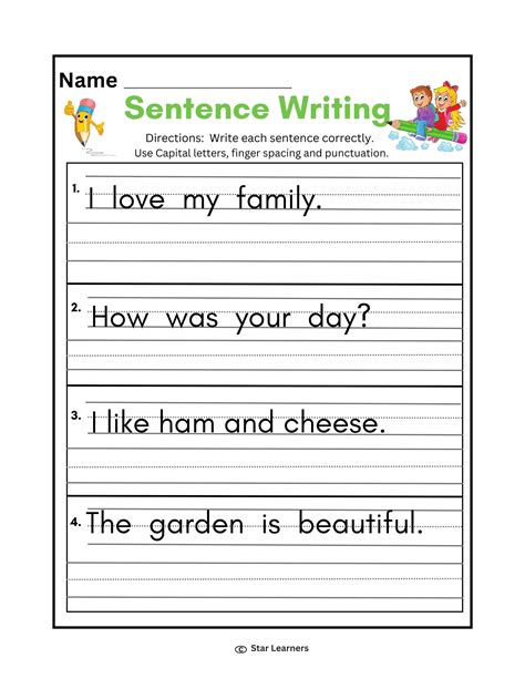 Copying Sentences Worksheets Sentences Worksheets Writing Se