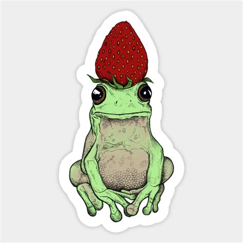 Frog With Strawberry Hat Strawberry Frog Sticker Teepublic