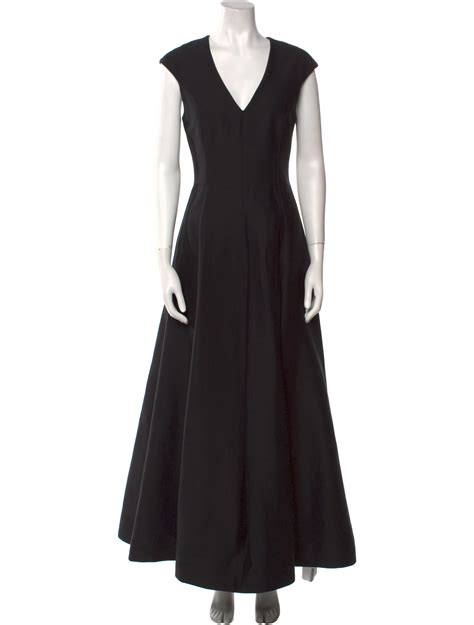 Halston Heritage V Neck Long Dress Black Dresses Clothing Wh155885