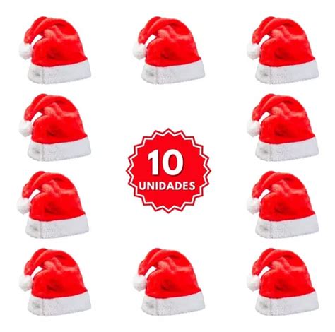 Kit 10 Toucas Gorro De Natal Papai Noel Vermelha Tradicional MercadoLivre