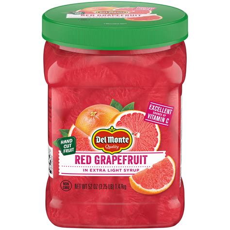 Del Monte Red Grapefruit In Extra Light Syrup 52 Oz Plastic Jar