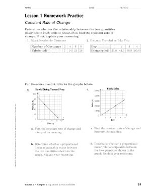 Lesson Homework Practice Constant Rate Of Change Answer Key Fill