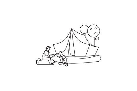 Camping Summer Icon Line Style Graphic By Myplumpystudio Creative Fabrica