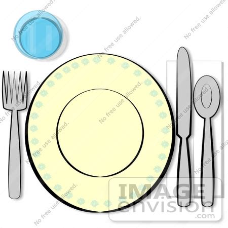 Table Place Setting With a Cup, Fork, Plate, Knife, Spoon and Napkin ...