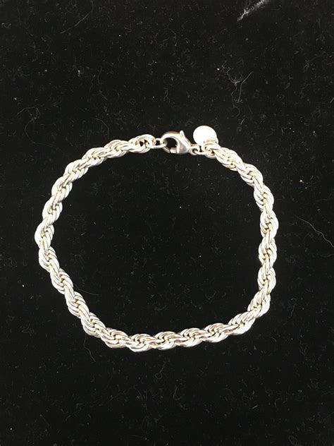 925 Sterling Silver Diamond Cut Rope Bracelet 5 20