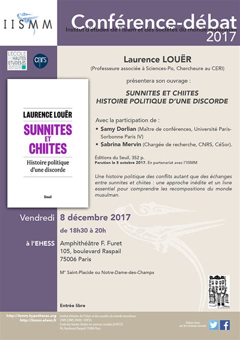 Conférence débat autour de louvrage de Laurence LOUËR Sunnites et