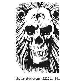 Lion Skull Drawing Hand Drawn Vector Stock Vector (Royalty Free ...