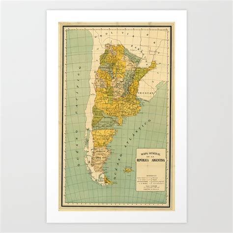 Vintage Map Of Argentina 1910 Art Print By Bravuramedia Society6