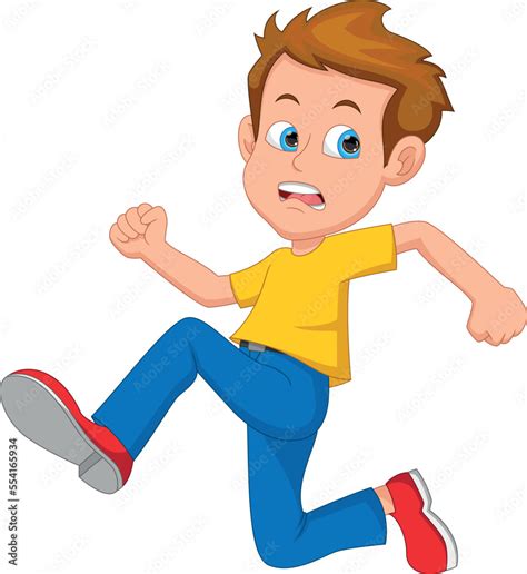 cartoon cute boy running away Stock Vector | Adobe Stock