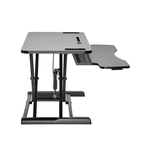 Sit-Stand Desk Workstation Base with Keyboard and Mouse Tray - Black