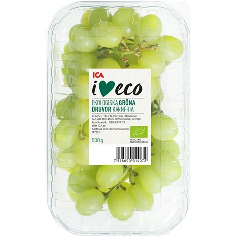 Druva Thompson Gr Na K Rnfria Seedless G Klass Ica I Love Eco