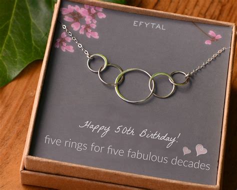 50th Birthday Gifts For Women Sterling Silver Five Circle Etsy 50th