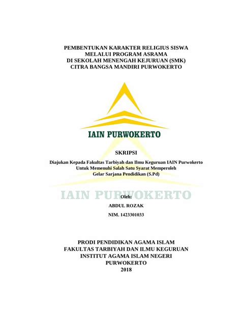 PDF PEMBENTUKAN KARAKTER RELIGIUS SISWA MELALUI PROGRAM Repository