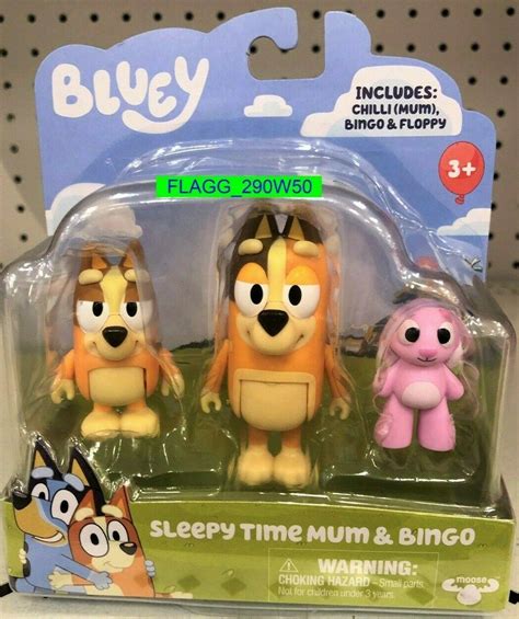 Bluey And Friends Sleepy Time Mum Bingo And Floppy Figure Pack New Release