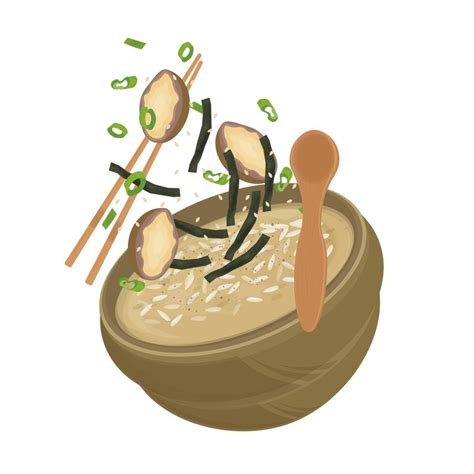 Levitation Jeonbokjuk Rice Porridge With Abalone Vector Art At